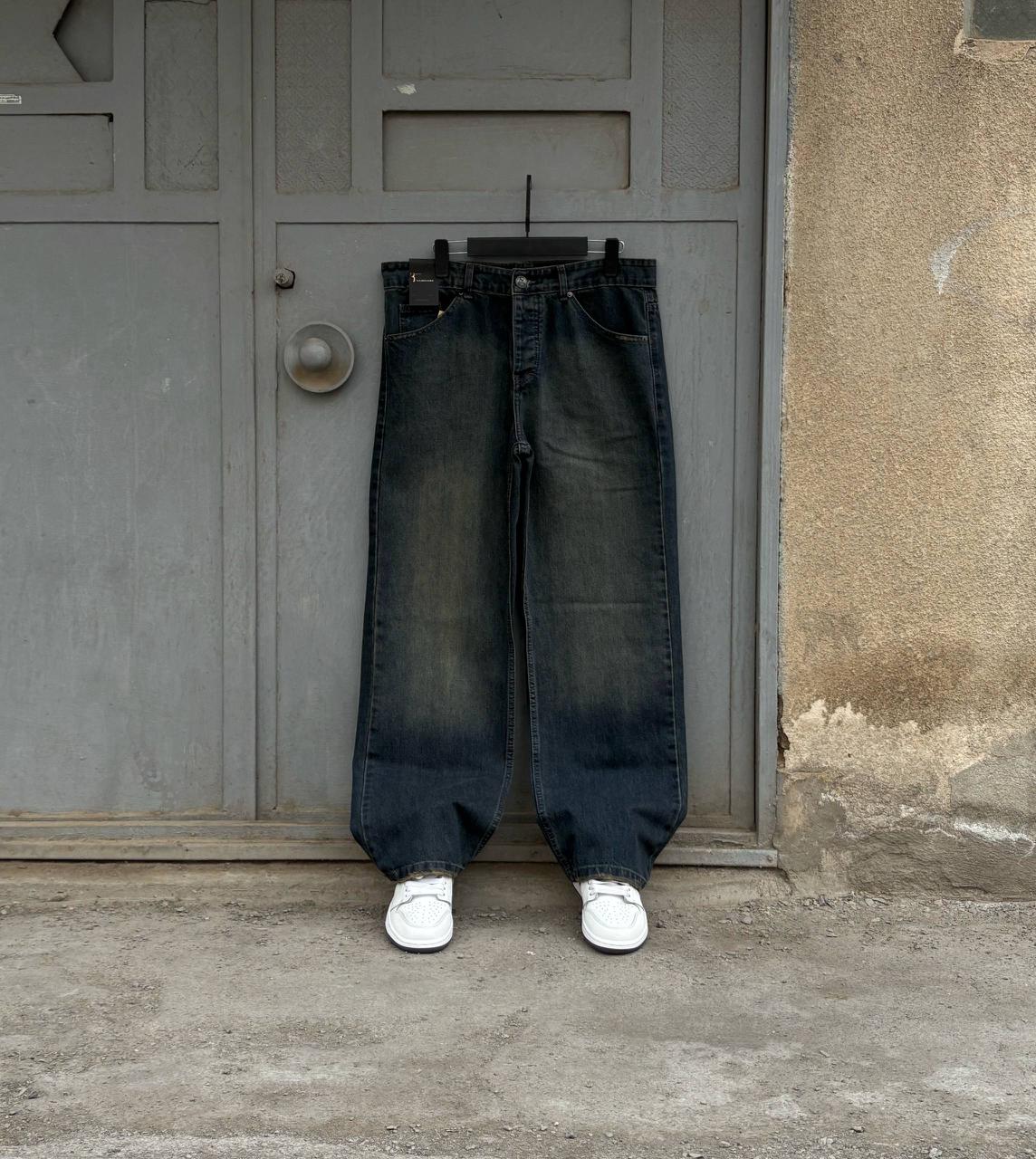 Vintage Wash Wide-Leg Denim Pants
